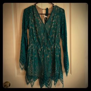 Teal Lace Romper
